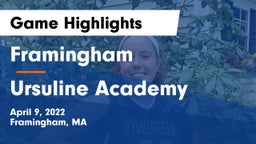 Framingham  vs Ursuline Academy Game Highlights - April 9, 2022