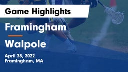Framingham  vs Walpole  Game Highlights - April 28, 2022