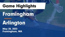 Framingham  vs Arlington  Game Highlights - May 28, 2022
