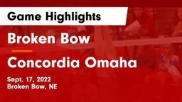 Broken Bow  vs Concordia Omaha Game Highlights - Sept. 17, 2022