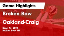 Broken Bow  vs Oakland-Craig  Game Highlights - Sept. 17, 2022