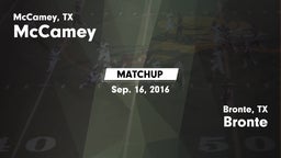 Matchup: McCamey  vs. Bronte  2016