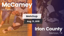 Matchup: McCamey  vs. Irion County  2018