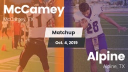 Matchup: McCamey  vs. Alpine  2019