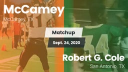 Matchup: McCamey  vs. Robert G. Cole  2020
