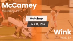 Matchup: McCamey  vs. Wink  2020