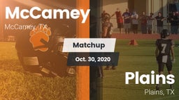 Matchup: McCamey  vs. Plains  2020