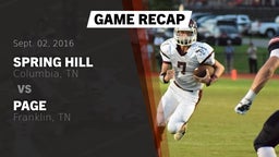 Recap: Spring Hill  vs. Page  2016