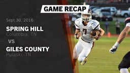 Recap: Spring Hill  vs. Giles County  2016