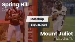 Matchup: Spring Hill High vs. Mount Juliet  2020