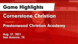 Cornerstone Christian  vs Prestonwood Christian Academy Game Highlights - Aug. 27, 2021