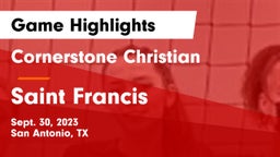 Cornerstone Christian  vs Saint Francis  Game Highlights - Sept. 30, 2023