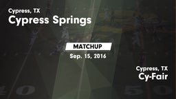 Matchup: Cypress Springs vs. Cy-Fair  2016