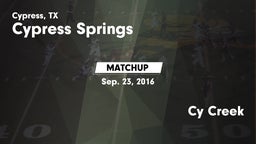 Matchup: Cypress Springs vs. Cy Creek 2016