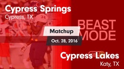 Matchup: Cypress Springs vs. Cypress Lakes  2016