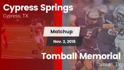 Matchup: Cypress Springs vs. Tomball Memorial 2018