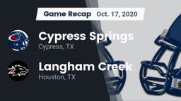 Recap: Cypress Springs  vs. Langham Creek  2020