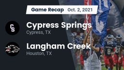 Recap: Cypress Springs  vs. Langham Creek  2021