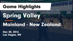 Spring Valley  vs Mainland - New Zealand Game Highlights - Dec 30, 2016