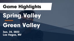 Spring Valley  vs Green Valley  Game Highlights - Jan. 24, 2022