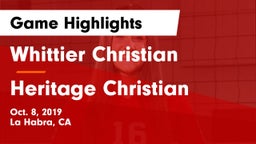 Whittier Christian  vs Heritage Christian   Game Highlights - Oct. 8, 2019