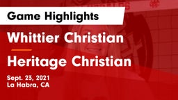 Whittier Christian  vs Heritage Christian   Game Highlights - Sept. 23, 2021
