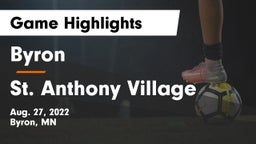 Byron  vs St. Anthony Village  Game Highlights - Aug. 27, 2022