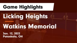 Licking Heights  vs Watkins Memorial  Game Highlights - Jan. 12, 2022