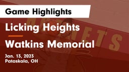 Licking Heights  vs Watkins Memorial  Game Highlights - Jan. 13, 2023