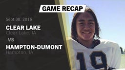 Recap: Clear Lake  vs. Hampton-Dumont  2016