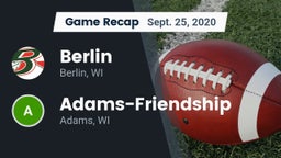 Recap: Berlin  vs. Adams-Friendship  2020