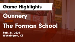 Gunnery  vs The Forman School Game Highlights - Feb. 21, 2020