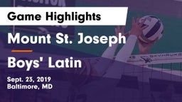 Mount St. Joseph  vs Boys' Latin Game Highlights - Sept. 23, 2019