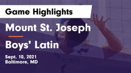 Mount St. Joseph  vs Boys' Latin Game Highlights - Sept. 10, 2021