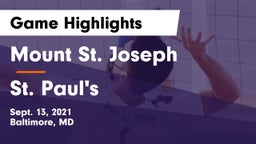 Mount St. Joseph  vs St. Paul's Game Highlights - Sept. 13, 2021