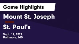 Mount St. Joseph  vs St. Paul's  Game Highlights - Sept. 12, 2022