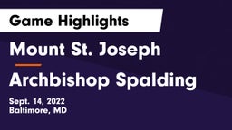 Mount St. Joseph  vs Archbishop Spalding  Game Highlights - Sept. 14, 2022