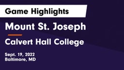 Mount St. Joseph  vs Calvert Hall College  Game Highlights - Sept. 19, 2022
