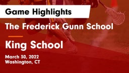 The Frederick Gunn School vs King School Game Highlights - March 30, 2022