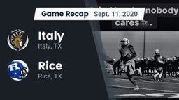 Recap: Italy  vs. Rice  2020