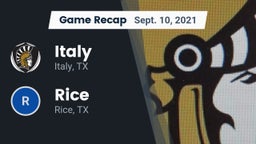 Recap: Italy  vs. Rice  2021