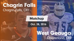Matchup: Chagrin Falls High vs. West Geauga  2016