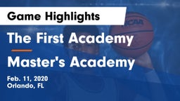 The First Academy vs Master's Academy  Game Highlights - Feb. 11, 2020