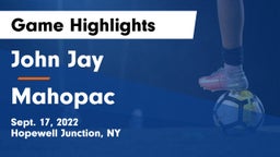 John Jay  vs Mahopac  Game Highlights - Sept. 17, 2022