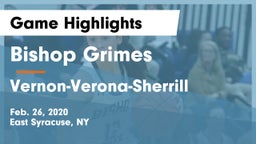 Bishop Grimes  vs Vernon-Verona-Sherrill  Game Highlights - Feb. 26, 2020
