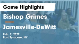 Bishop Grimes  vs Jamesville-DeWitt  Game Highlights - Feb. 2, 2022