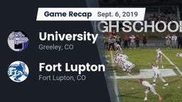 Recap: University  vs. Fort Lupton  2019