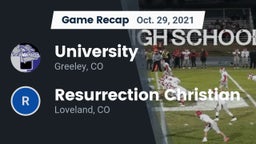 Recap: University  vs. Resurrection Christian  2021