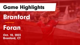 Branford  vs Foran  Game Highlights - Oct. 10, 2023
