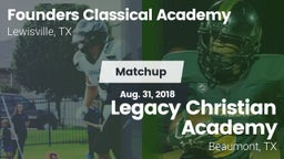 Matchup: Founders Classical A vs. Legacy Christian Academy  2018